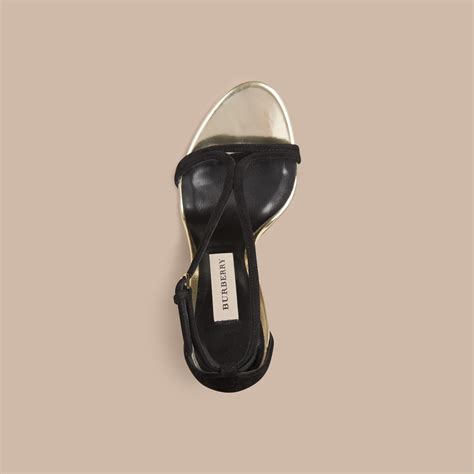 burberry slim strap suede sandals